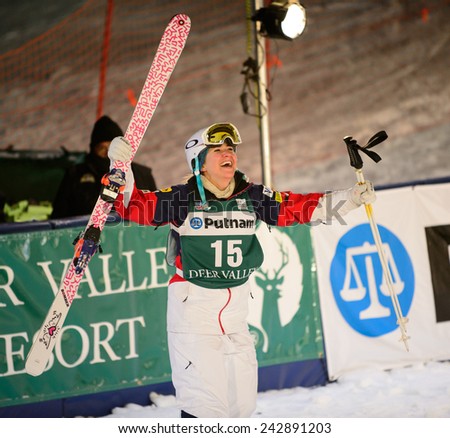 DEER VALLEY, UT - January 09: KCOakley wins the FIS VISA FREESTYLE World Cup Moguls Women in Deer Valley, UT on January 09, 2015