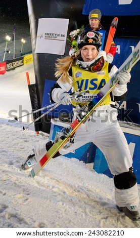 DEER VALLEY, UT - January 10: Justine Dufour-Lapointe wins at the FIS VISA FREESTYLE World Cup Women Dual Moguls at Deer Valley, UT on January 10, 2015
