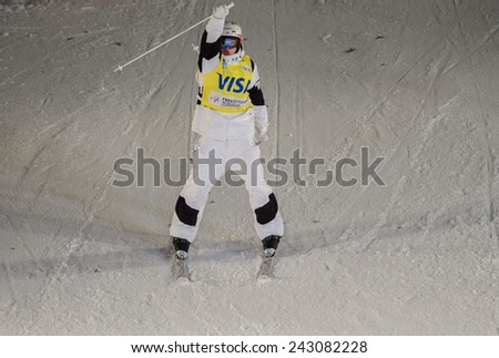 DEER VALLEY, UT - January 10: Mikael Kingsbury wins the FIS VISA FREESTYLE World Cup Men Dual Moguls at Deer Valley, UT on January 10, 2015