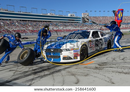 LAS VEGAS, NV - March 07: Pit Stop for Aric Almirola at the NASCAR Boyd Gaming 300 Xfinity race at Las Vegas Motor Speedway in Las Vegas, NV on March 07, 2015