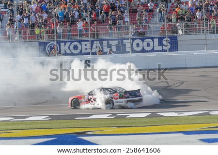LAS VEGAS, NV - March 07: Burnout for Austin Dillon after winning the NASCAR Boyd Gaming 300 Xfinity race at Las Vegas Motor Speedway in Las Vegas, NV on March 07, 2015