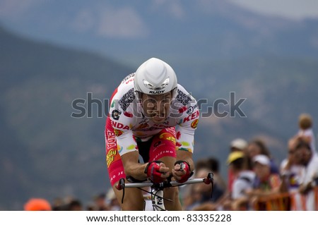 COLORADO SPRINGS, CO - AUG 22: Professional cyclist Bernard Van Ulden rides the prologue course of the 2011 USA Pro Cycling Challenge in Colorado Springs, USA on Aug 22, 2011