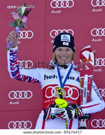 ASPEN, CO - NOV 27: Marlies Schild wins the Audi Quattro FIS World Cup Slalom race in Aspen, CO on Nov 27, 2011
