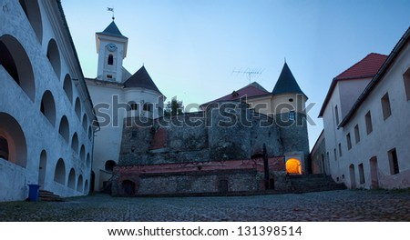 View of old Palanok Castle or Mukachevo Castle, Ukraine, built in 14th century