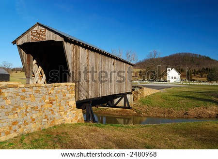 Covered Bridge & Country Church in Kentucky
