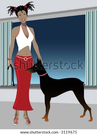 http://image.shutterstock.com/display_pic_with_logo/81086/81086,1177022517,3/stock-vector-illustration-of-black-woman-with-a-dog-at-home-3119675.jpg