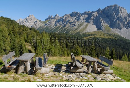 Italian Alps: Rest Stop along an hiking trail