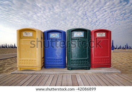 Multiple plastic recycling container bins