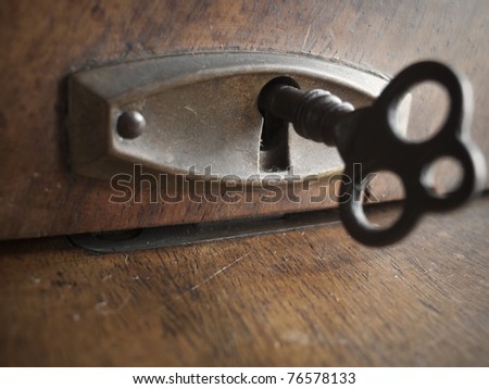 Old lock and key detail
