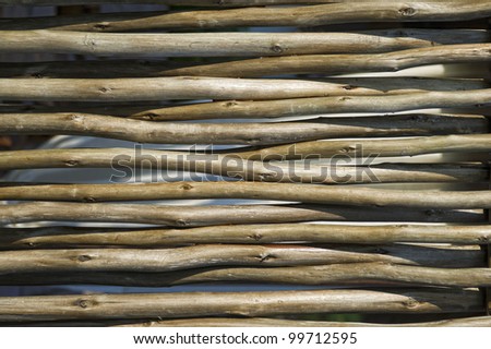 Partition wall made of woven wood sticks