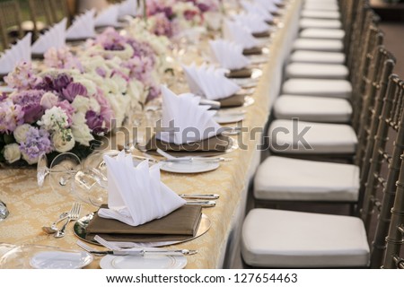 The elegant dinner table.