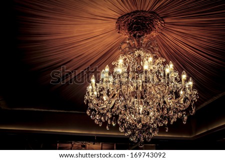 Chrystal Chandelier Close-Up. Glamour Background With Copy Space