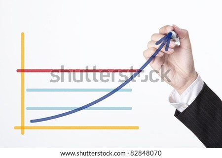 Male hand drawing a chart
