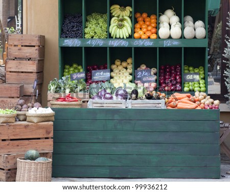 colorful vegetables on market stand