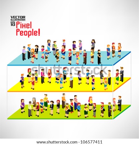 a large group and category of pixel people vector icon design a large group and category of pixel people vector icon design