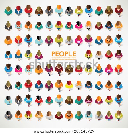 A Big Group of Top View People Vector Design