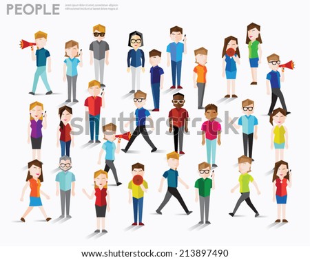 People talk and gather together vector design