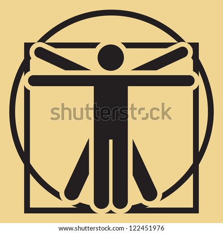 Vector minimalistic Leonardo da Vinci vitruvian man sign Vector minimalistic Leonardo da Vinci vitruvian man sign
