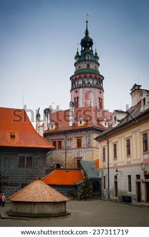 Castle tower, Cesky Krumlov castle complex, Czech Republic