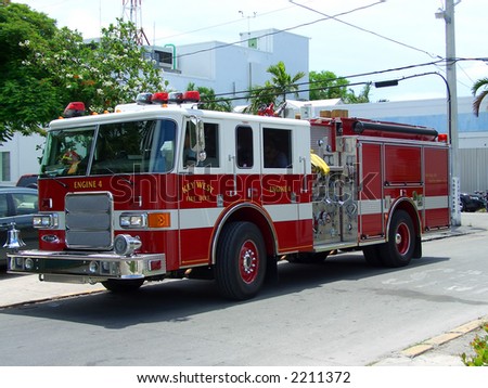 Fire brigade truck in Key West, Florida, USA