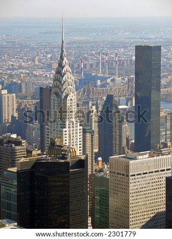 stock photo View over Chrysler building from Empire State building in the 