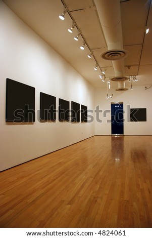 Contemporary museum gallery interior blank paintings and photographs Contemporary museum gallery interior blank paintings and photographs