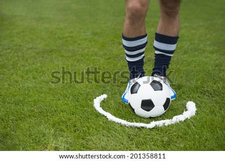 Foam spray free kick half circle with soccer player