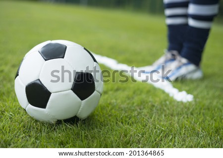 Foam spray free kick line with soccer player
