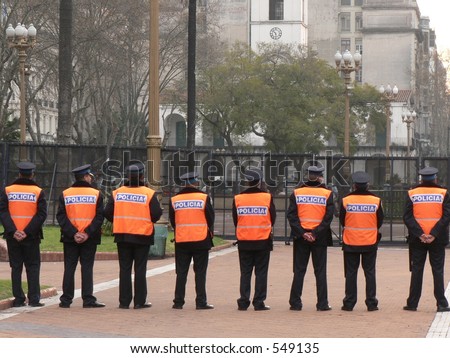 Waiting for Orders: Police at Central Square in Buenos Aires, Argentina