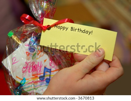 Happy Birthday Tag on Child's Gift Bag