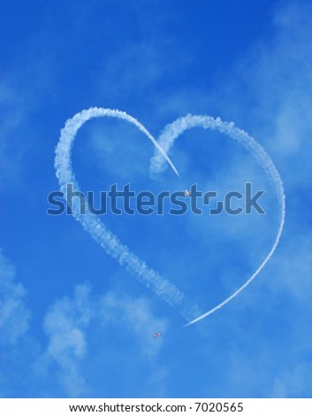 Vintage Aircraft Sky Writing Romantic Heart Shape