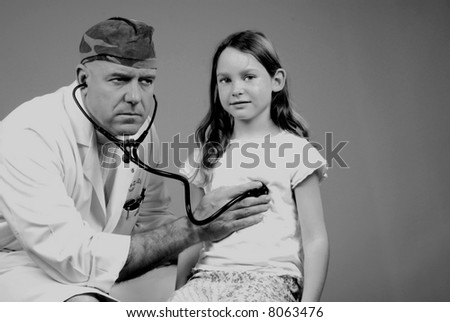 Physician Listening to Girl\'s Heart