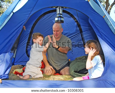 best camping tent for kids on Father And Kids Outdoors Camping In Dome Tent Stock Photo 10308301 ...