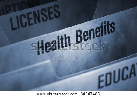 Filing folder featuring health benefits tab