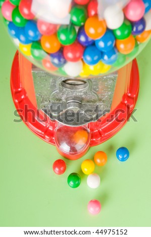 Colorful gumball in old fashioned machine