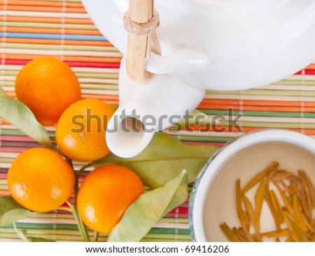 Kumquat fruit and green tea