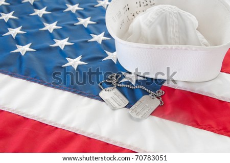united states navy hat and dog tags