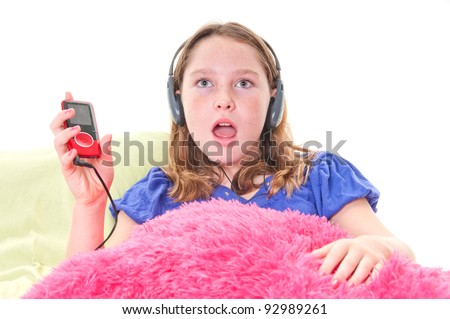 Girl listening to digital music player