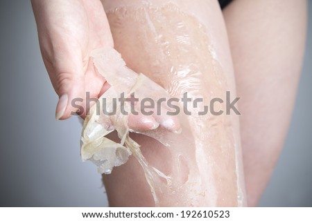 Peeling for skin thighs against stretch marks and cellulite. Body care