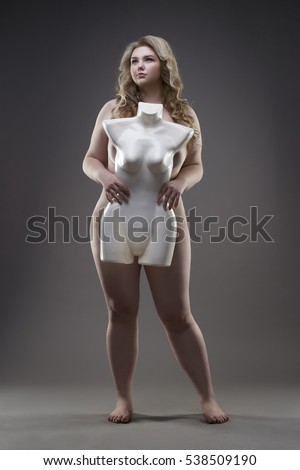 Young Naked Beautiful Caucasian Plus Size Model, Xxl Woman In