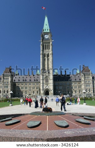 The Parliament of Canada, heroes flame in spring