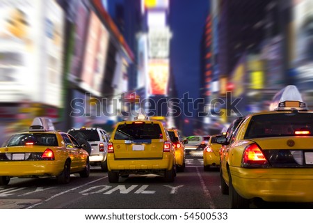 Yellow Taxi in Time Square, New York City