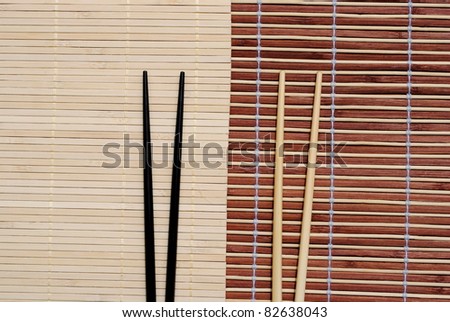 japanese chopsticks on bamboo place mat background