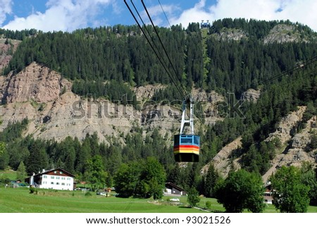 cable lift, italian mountain landscape, Dolomiti