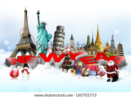 Happy New Year concept on travel background