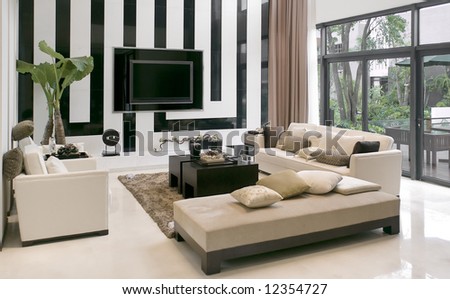 stock photo : Modern house,living-room with the modern furniture