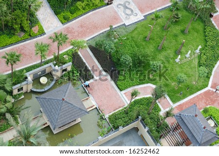 Landscaping for garden in a new residential district