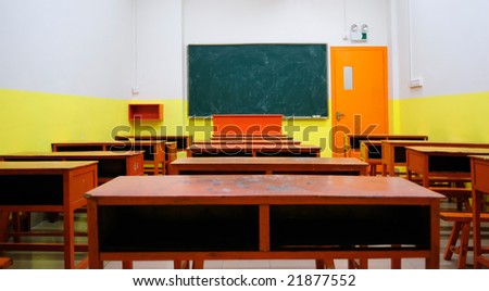 Small empty classroom in a night school in China