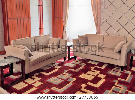 Lobby with sofa set in modern building