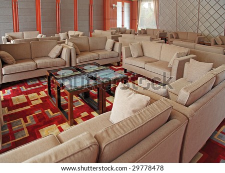 Lobby with sofa set in modern building